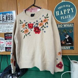 Elegant Floral Embroidered Sweater